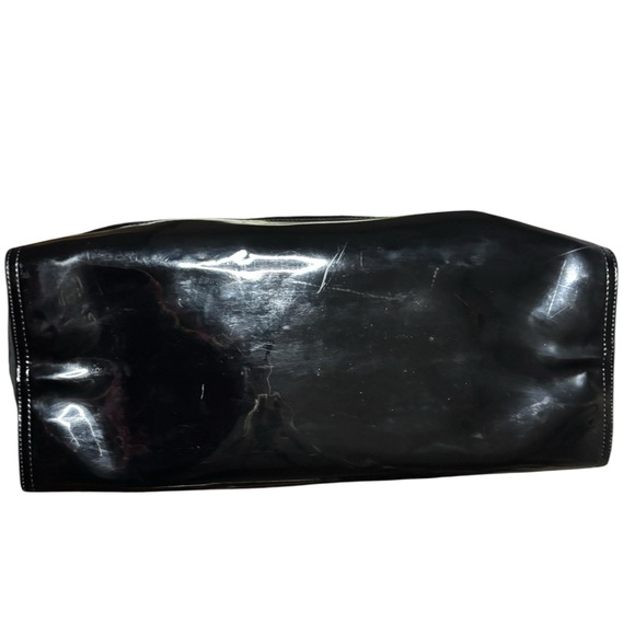 Tory Burch Ella Nylon Tote Black Patent Trim Large Logo Bag - Picture 5 of 10